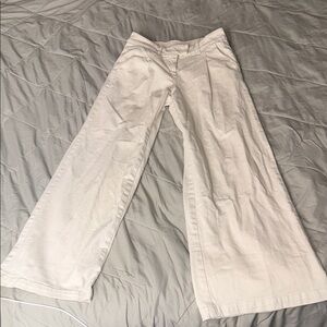 Women's Cream Wide-Leg Jeans